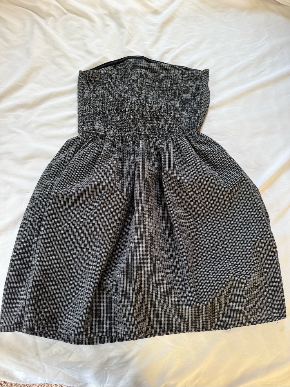 No Boundaries Black Strapless Smocked Bodice Dress